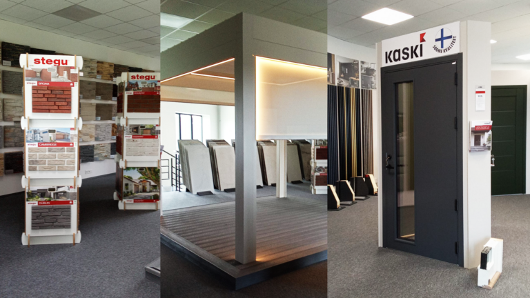 Vita Doors Tallinna Show Room Elf Eesti teisel korrusel – uksed, dekoratiivkivid, pergolad ja puidust seinapaneelid